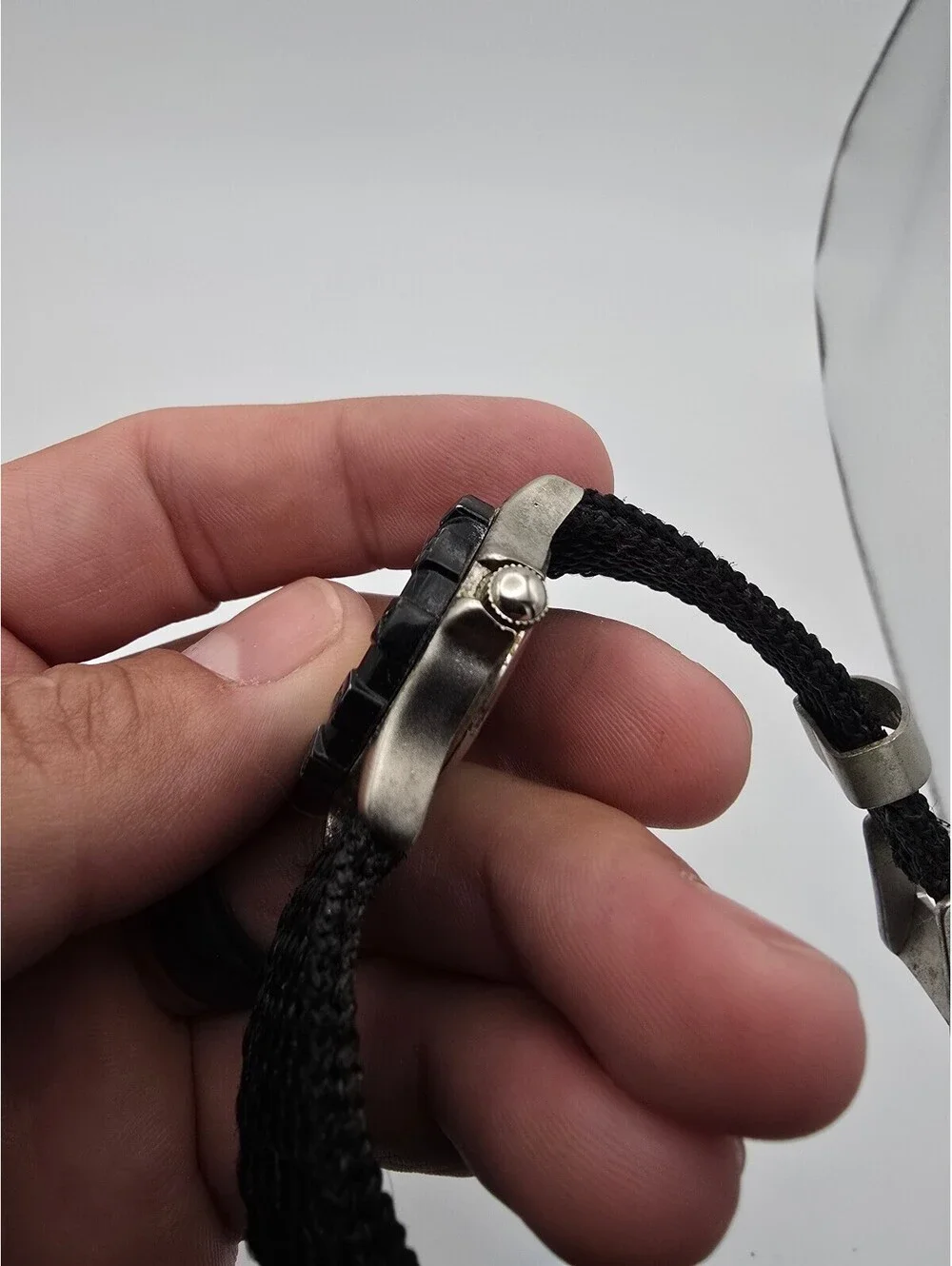 Polini Quartz Analog Watch Water-Resistant Date White Dial Black Fabric Strap